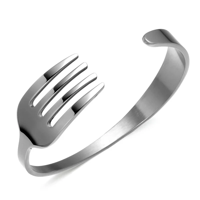 Fashion Creative Personality Knives And Forks Stainless Steel Bracelet Opening Adjustable Trendy Men Women Bangle Jewelry Gift