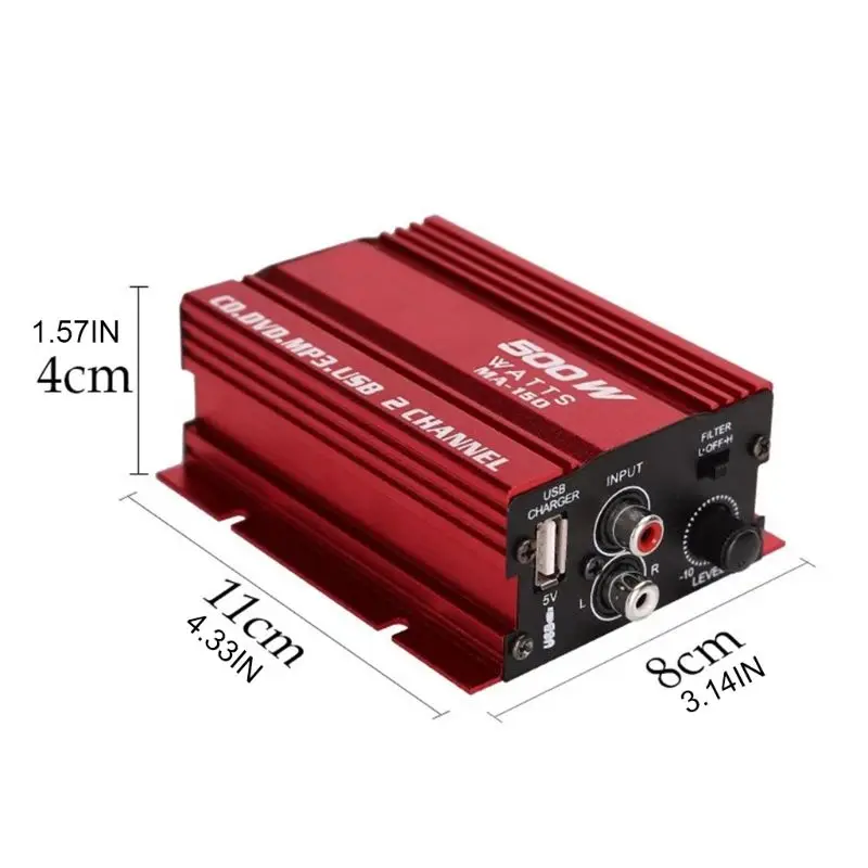 Mini Hi-Fi 18W 2 Channel Stereo Amplifier for Car Auto Motorcycle