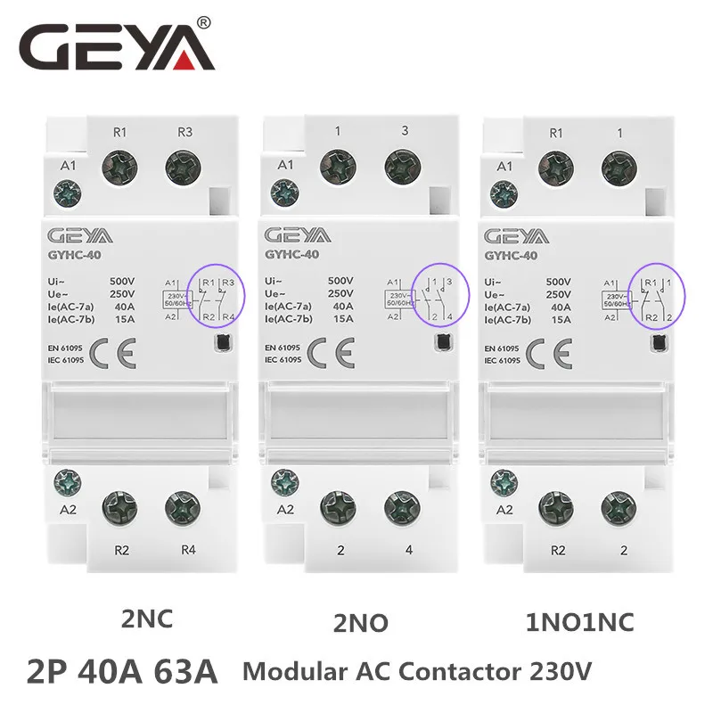 ou 2nc, estrutura de trilho din, ac220v, 230v, automático