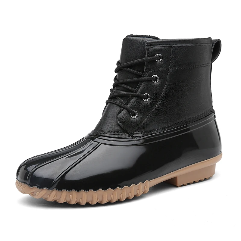 black HTUUA 36-41 качественная Зимняя утка сапоги женские непромокаемые резиновые сапоги женские нескользящие теплые плюшевые зимние сапоги на меху женская обувь SX3428 - Цвет: black