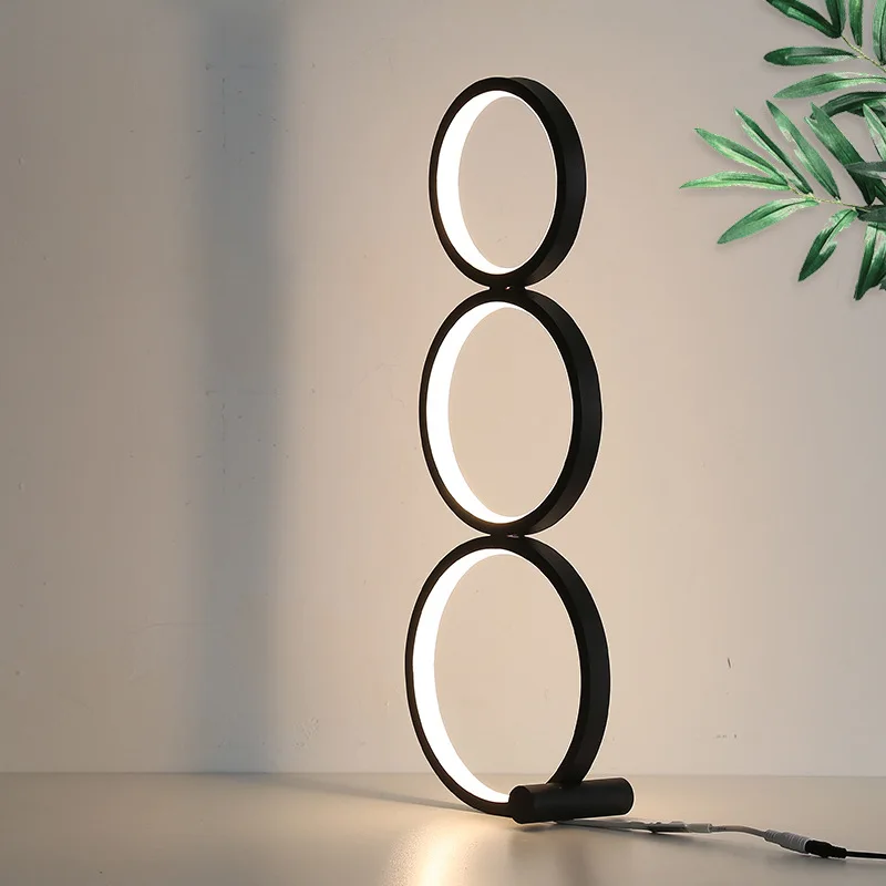 

Modern LED Ring Table Lamp for Living Room Bedroom Bedside Home Decor Iron Nightstand Lights Nordic Metal Desk Light Fixtures