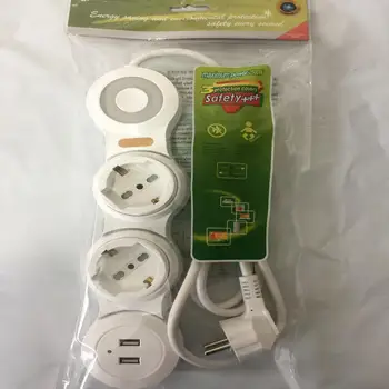 

Universal Schuko Socket Outlet Power strip with USB charging extension socket with Switch multiple socket plug 1.8M cable
