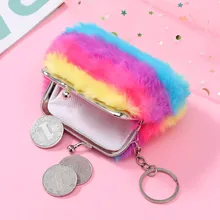 Colorful Plush Coin Purse Cute Mini Plush Coin Bag Pocket Wallets Girl Clutch Bag Key Earphone Organizer Pouch Kids Gift