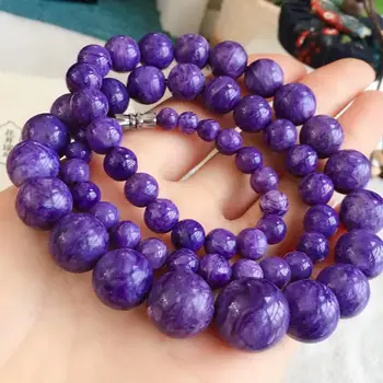 شراءالطبيعية Charoite الأرجواني جولة الخرز الأحجار الكريمة قلادة 6-16 مللي متر قلادة البرازيل النساء مجوهرات الأزياء شهادة AAAAA