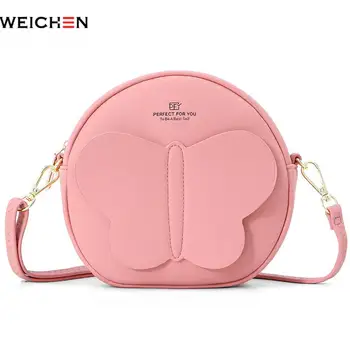 

Cute Butterfly Design Small Round Women Shoulder Bag 2020 Pu Leather Female Crossbody Messenger Bag Mini Lady Handbag Purse