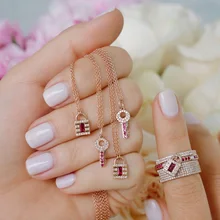 Красочный камень красный зеленый синий белый cz прекрасный Шарм модные европейские женские серьги кольцо ожерелье комплект ювелирных изделий