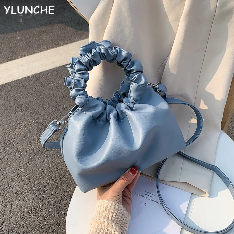 

2020 Solid Color Shoulder Messenger Bag Female Handbags and Purses Travel Totes Leather Cloud Tote Bags For Women