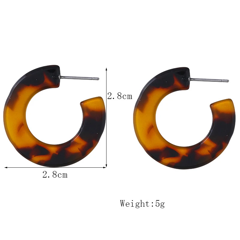 Модные Акриловые серьги пестрые C-shape серьги-кольца для женщин легкие леопардовые серьги ювелирные изделия