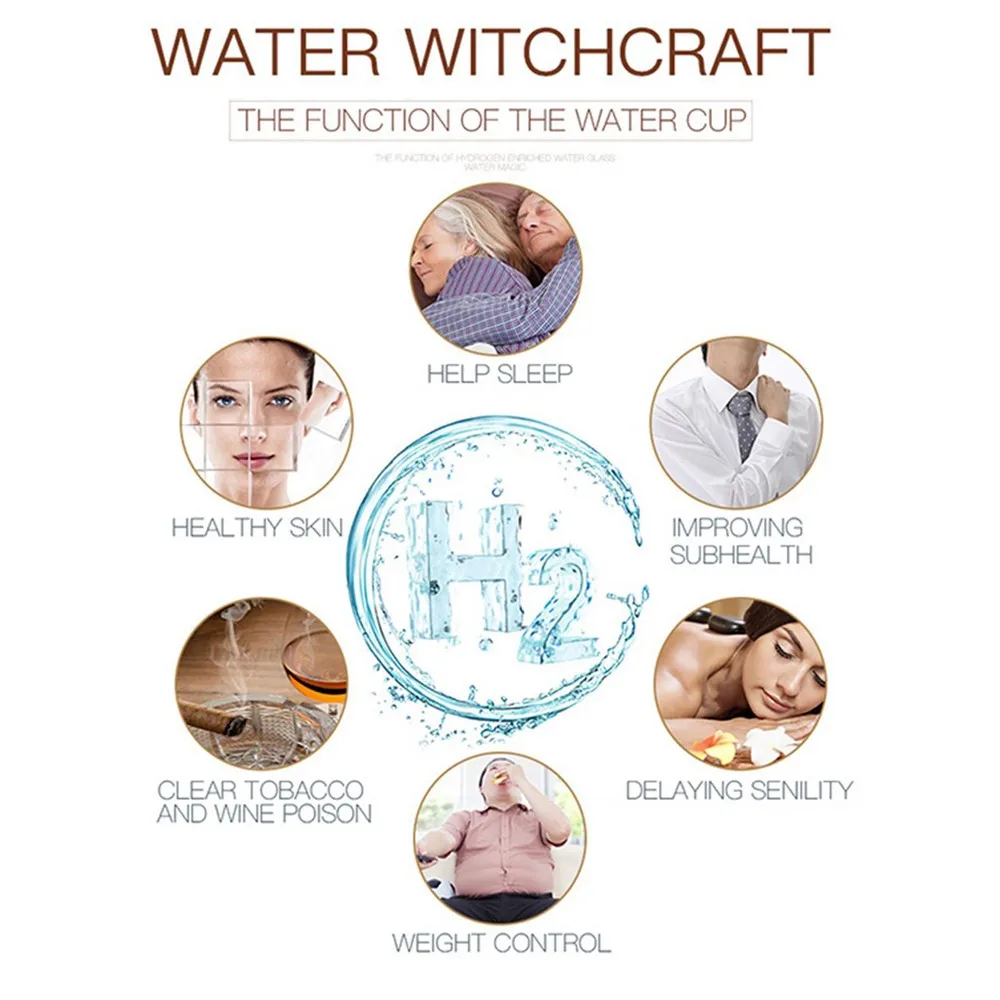 Водород богатый генератор бутылка с ионизатором воды сливным отверстием Seperate H2 и