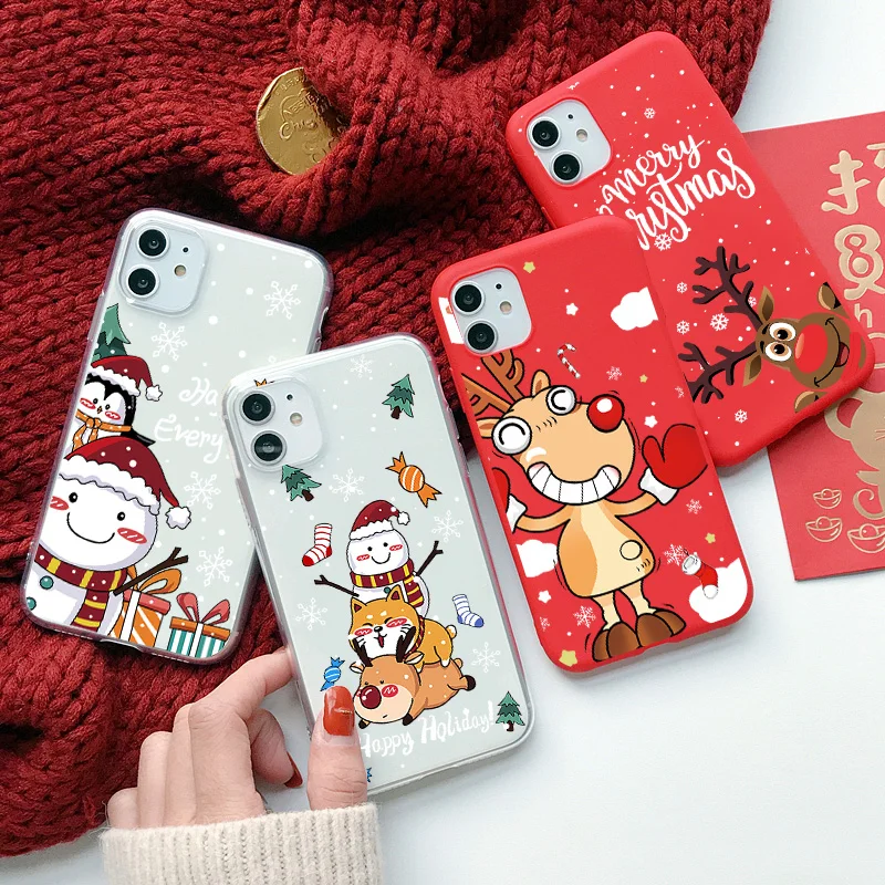 Cartoon Christmas Phone Case For Xiaomi Mi 10T Redmi Note 9S 9 S 9C 8 T 8T 7 5 6 10 11 Lite Pro Poco X3 F3 A3 Lovely Back Cover | Мобильные