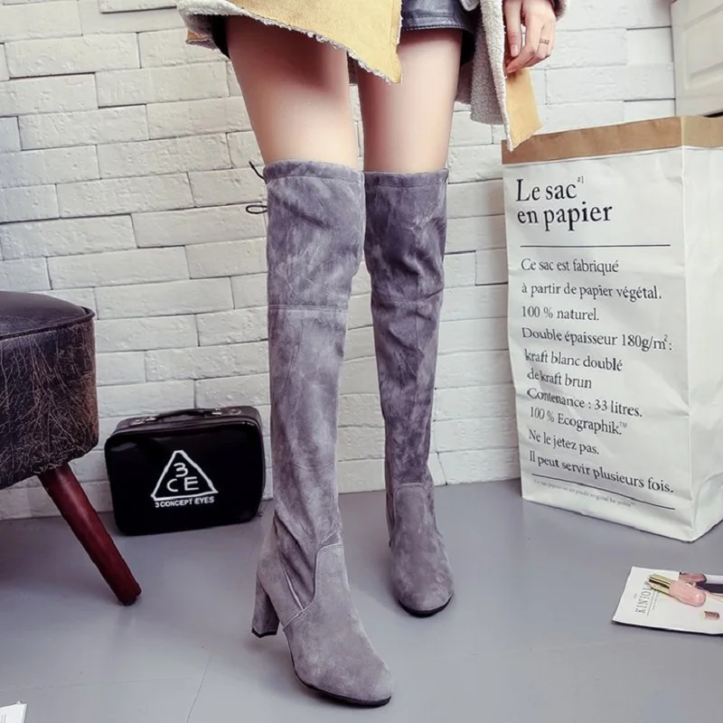 

Autumn and winter over-the-knee boots elastic suede was thin high heels pointed fashion women boots women's shoes