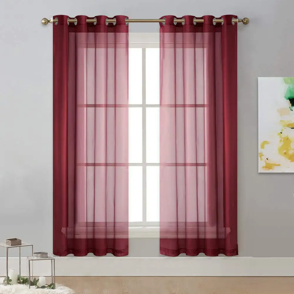 Haute Red NICETOWN прозрачная занавеска Белый Тюль украшение дома Твердые муслиновые шторы оконные шторы для гостиной кантри Декор Спальни - Цвет: Haute Red