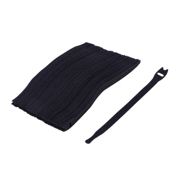 

100 Pcs Reusable Cable Ties Wire Wrap,Adjustable Belt Fastener Cable Manager,Fastening Hook And Ring 8 Inch(Black)