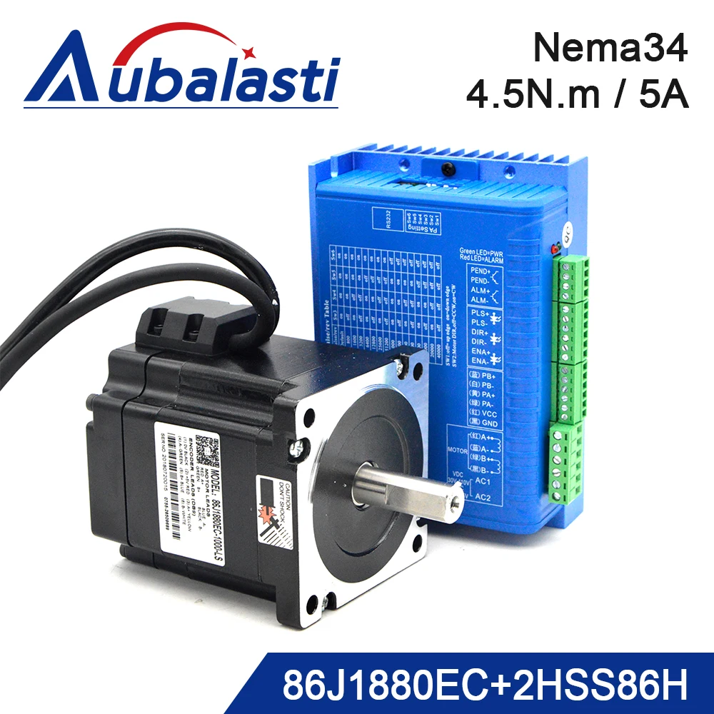 

JMC 2Phase Nema34 4.5N.m Hybrid Closed Loop Stepper Servo Motor Driver Kits 2000rpm 5A Shaft Dia.14mm 86J1880EC+2HSS86H for CNC