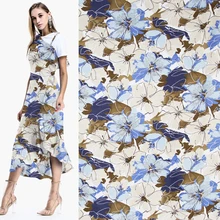 Последний 1 метр Мода Большой размер цветочный дизайн шелк и хлопок в смеси ткань цветочный принт, SCT479