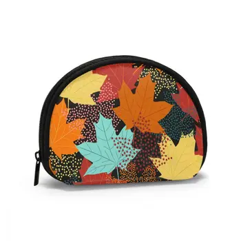 

Women Small Cosmetic Bag Fall Maple Leaves Travel Make Up Coin Money Card Lipstick Storage Pouch Purse Bag