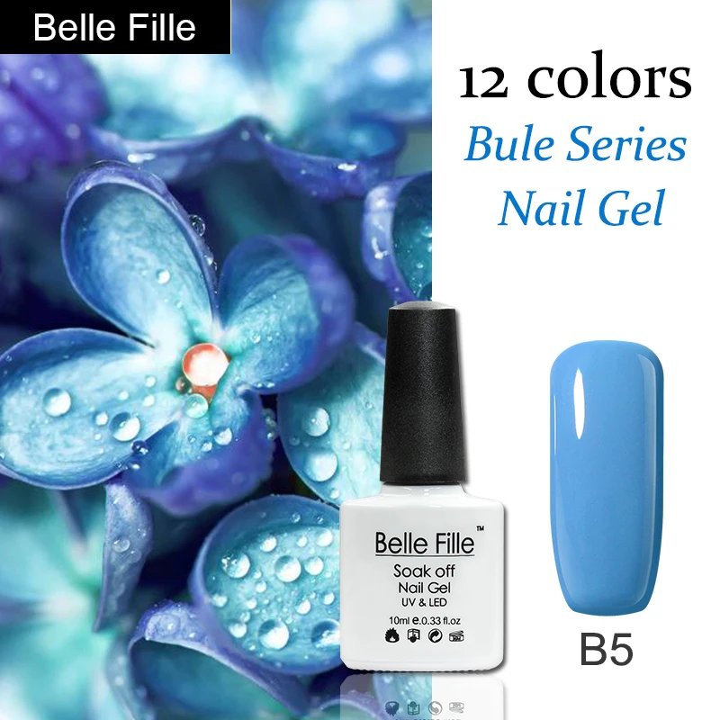 

Belle Fille Blue Gel Nail Art Nail Polish Vernis Semi Permanant Uv Nail Gel UV Gellak Lakiery Hybrydowe 10ml Charm Bling Varnish