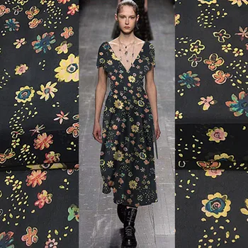 

132cm* 91cm 100% Mature Silk Real Silk Georgette Fabric Printed Clothing Design Dress Shirt T-shirt DIY Sewing Fabric