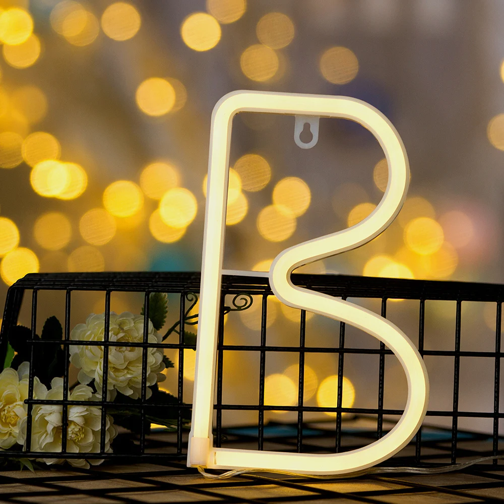 Ночник неоновый Алфавит лампа 26 букв изменение цвета для дня рождения Свадебная вечеринка праздник DIY спальня настенный Декор