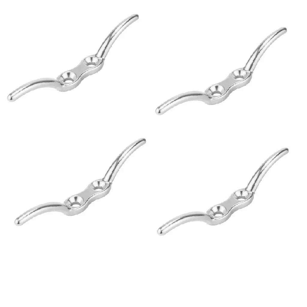 4x Stainless Steel Flagpole Rope Cleat Hook 110mm Boat Mooring Accessories