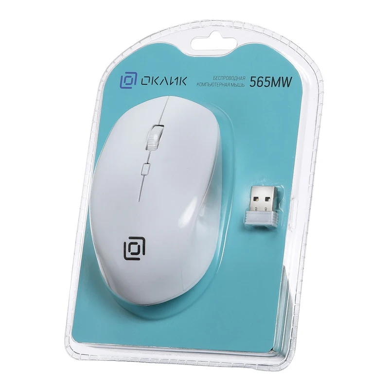 Мышь Oklick 565MW glossy белый оптическая(1600dpi) беспроводная USB(3but