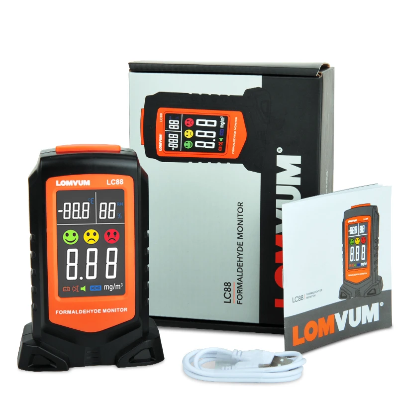 LOMVUM USB Charing формальдегид тестор цифровой измеритель температуры влажности газоанализатор анализатор сигнализации системы Красочный ЖК-дисплей