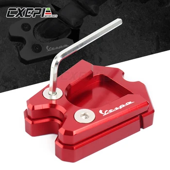 

For VESPA GTS GTV 3Vie Motorcycle Kickstand Foot Side Stand Enlarge Extension Pad Support Plate with logo