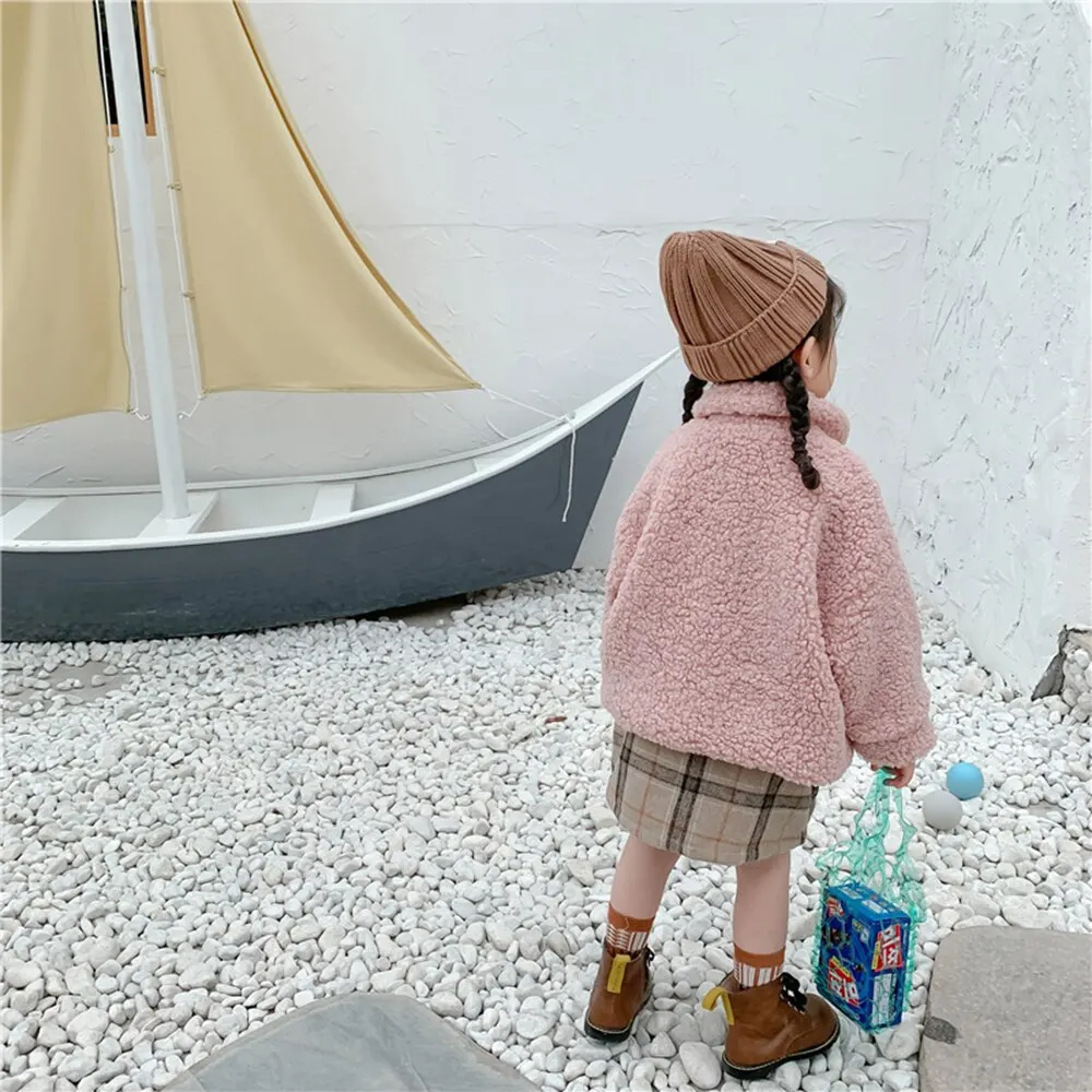 Однотонное флисовое пальто для девочек; хлопковое пальто для малышей; куртка для девочек; плотная теплая детская зимняя одежда; детская куртка; верхняя одежда
