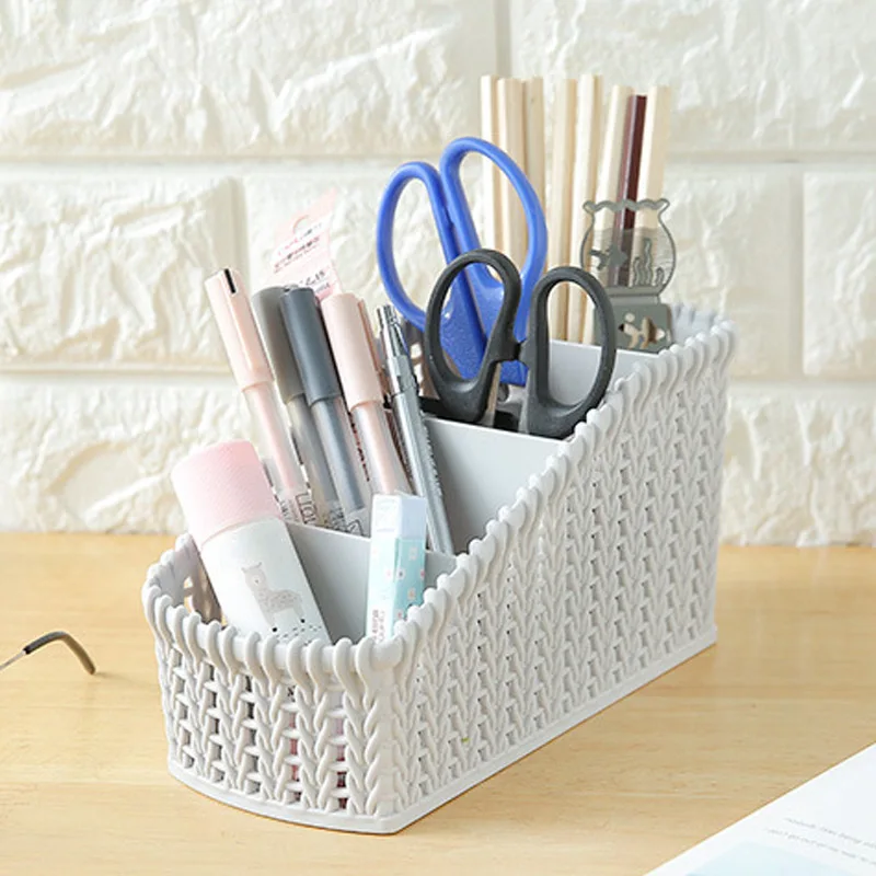 Light gray Storage Plastic Basket Kitchen Box Bin Cloth Container Home Laundry Organizer Desktop Storage Box_WK - Цвет: Light gray