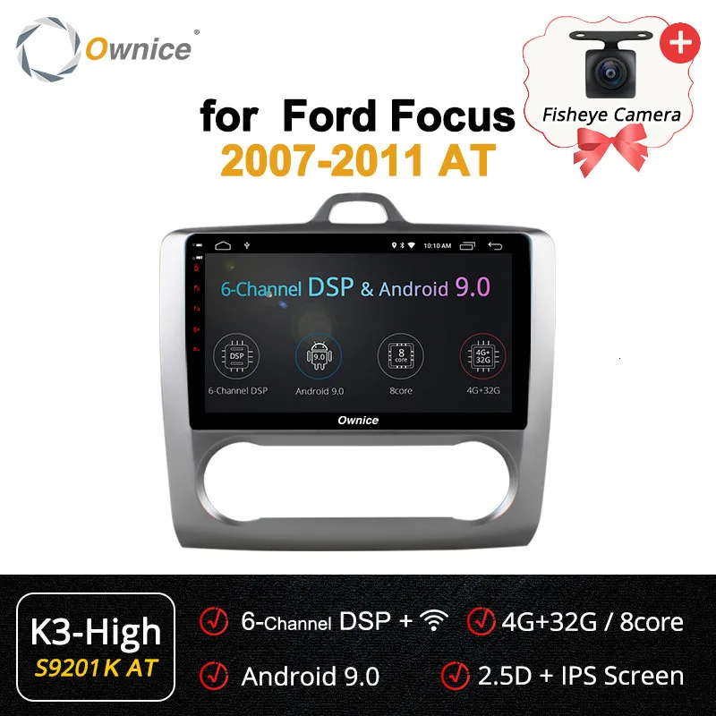 Ownice K1 K2 K3 Octa 8 Core 2 din Android 9,0 авто радио плеер с gps-навигатором для ford focus 2 3 Mk2/Mk3 хэтчбек 2007 - Цвет: S9201AT K3-High