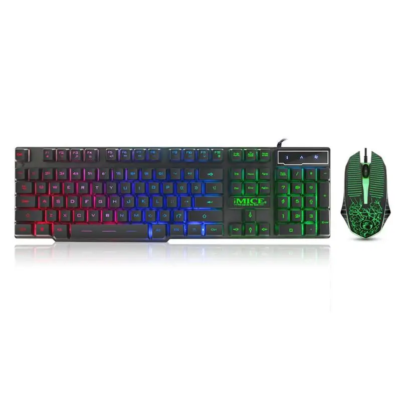 IMICE MK-680 USB Проводная игровая клавиатура мышь комбо RGB подсветка компьютера 104 клавиатура и клавиши 1000 dpi набор мышей для ПК настольного ноутбука