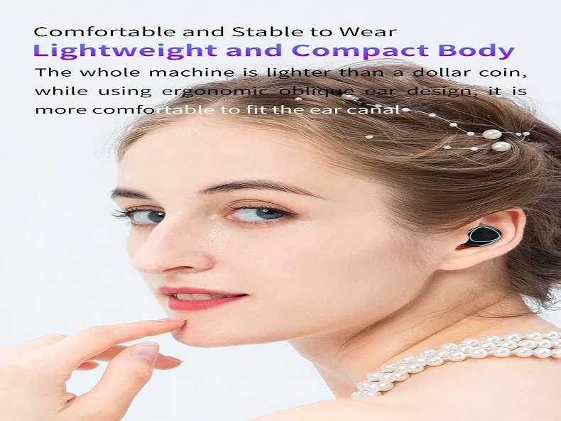 TWS Wireless Earphones Bluetooth Earphones 5.1 8D Bass Stereo waterproof Earbuds Handsfree Headset With Microphone
