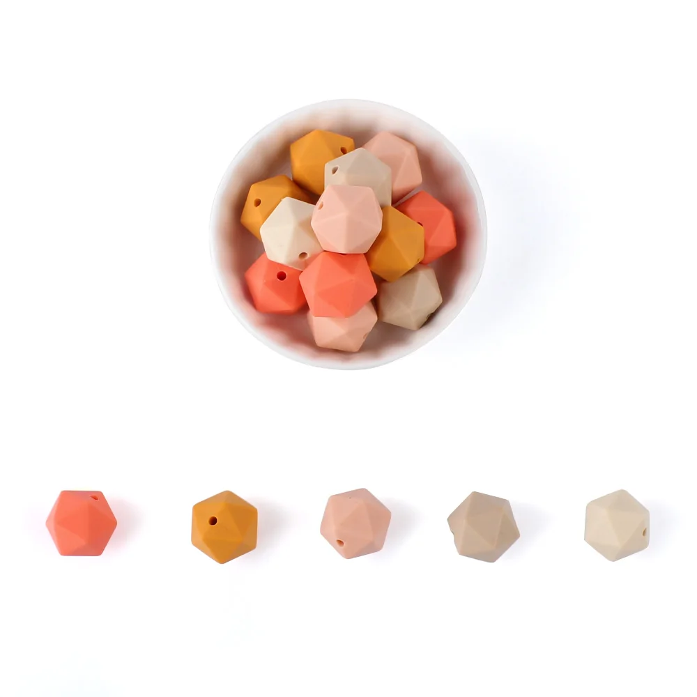 Keep& Grow, 10 шт./лот, 14 мм, Icosahedron, силиконовые бусины, BPA Free, Детская жевательная игрушка, силиконовый Прорезыватель для зубов, для самостоятельной сборки, игрушка-цепочка для соски