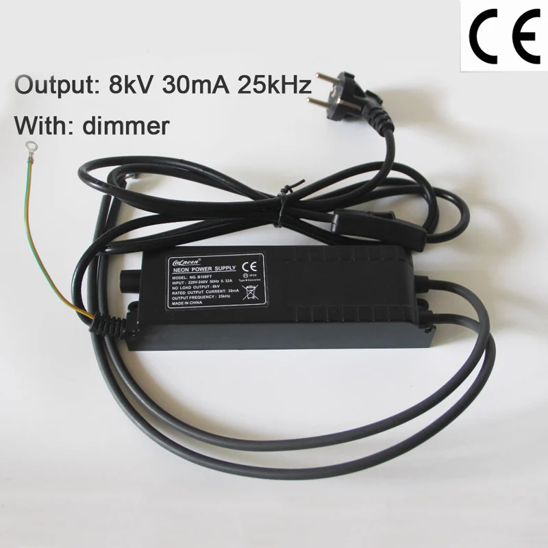 80 Вт 8кв 30мА CE сертификация неоновая вывеска электронный высокочастотный трансформатор источник питания выпрямитель с диммером онлайн-переключатель