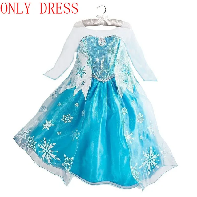 Платье Эльзы для девочек новые костюмы Снежной Королевы для детей, маскарадные платья принцессы disfraz carnaval vestido de festa infantil congelados - Цвет: Тёмно-синий