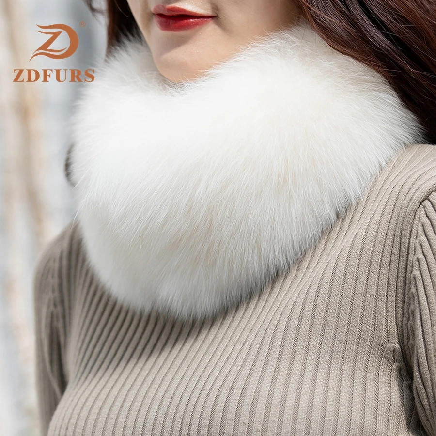 ZDFURS* натуральный Лисий меховой воротник женский натуральный Лисий мех шарф Зимний теплый меховой воротник-шарф с магнитом