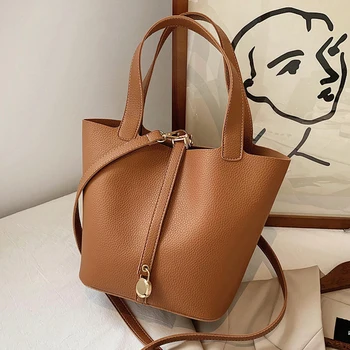 

Fashion Basket Bucket Bags for Women 2020 Trend Solid PU Leather Shoulder Crossbody Bags Small Handbags Female Branded Hand Bag