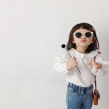 

MILANCEL 2020 spring kids blouse smooth material blouse for girls peter pan collar girls base tops kids white shirt