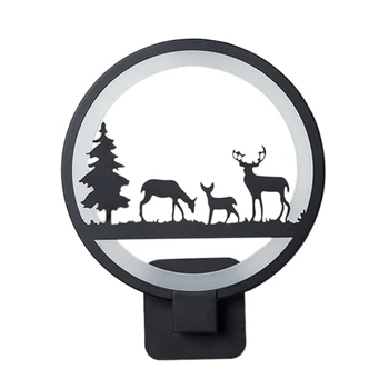 

Led Wall Light Round Acrylic Modern Home Living Room Bedroom Light Black (Warm Light)