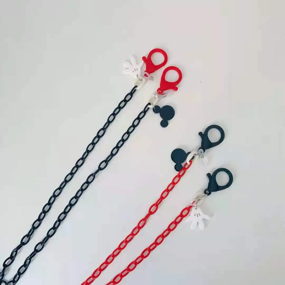 New creative cartoon mouse acrylic mask chain glasses chain mask with hanging chain mask anti-drop rope