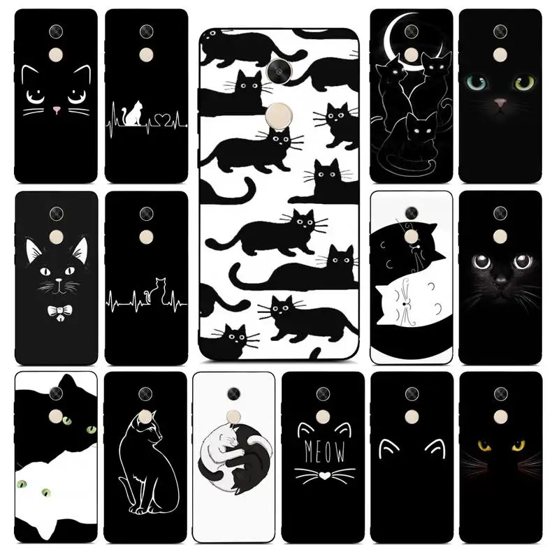Yinuoda White Black cat art Phone Case for RedMi note 4 5 7 8 9 pro 8T 5A 4X case | Мобильные телефоны и аксессуары