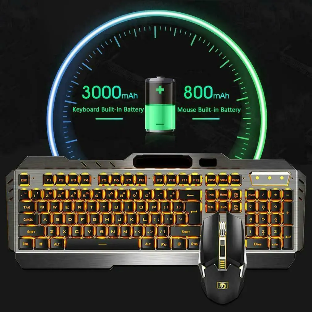 K670 Беспроводная перезаряжаемая игровая клавиатура+ мышь, набор, светодиодный, с подсветкой, механический, на ощупь, USB клавиатуры, комбинированные мыши