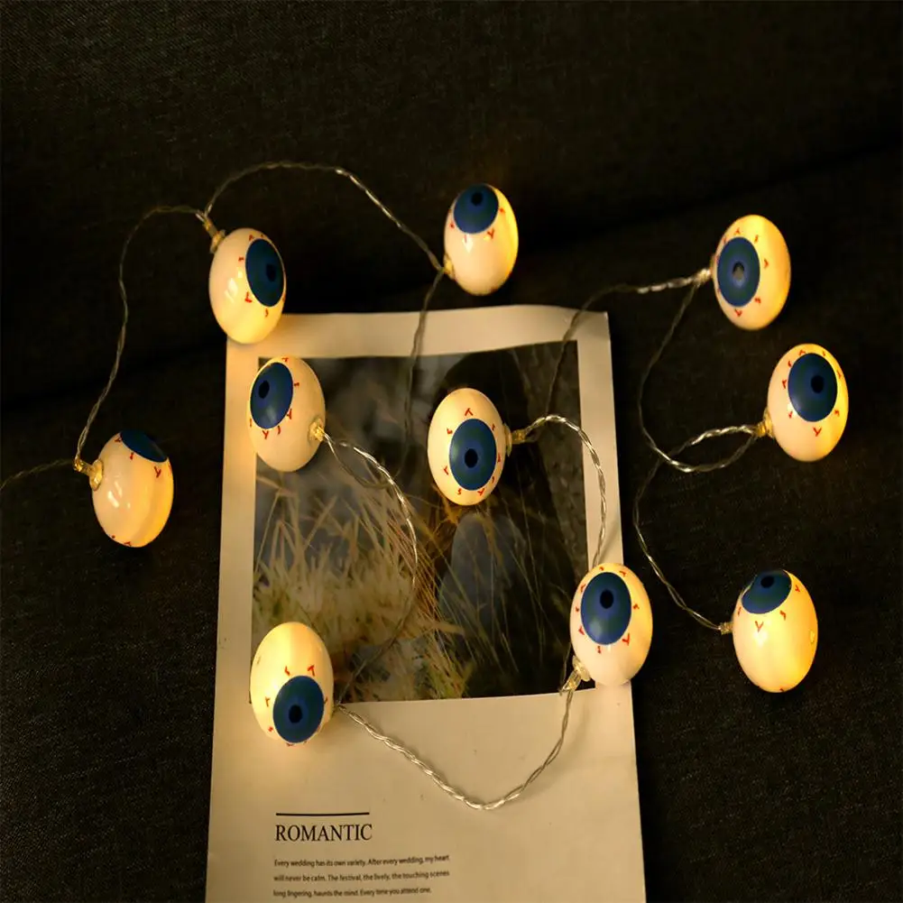 

New 10 Durable LED Hanging Battery Powered Eyeball String Light Lamp Party Halloween Decor