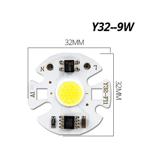 Светодиодный чип COB 50 Вт, 30 Вт, 20 Вт, 10 Вт, 3 Вт, 5 Вт, 7 Вт, 9 Вт, мощный светодиодный чип, 220 В, Диодная лампа, мощный светодиодный s светильник, матричный светильник для наводнения, точечный светильник - Испускаемый цвет: Y32 9W