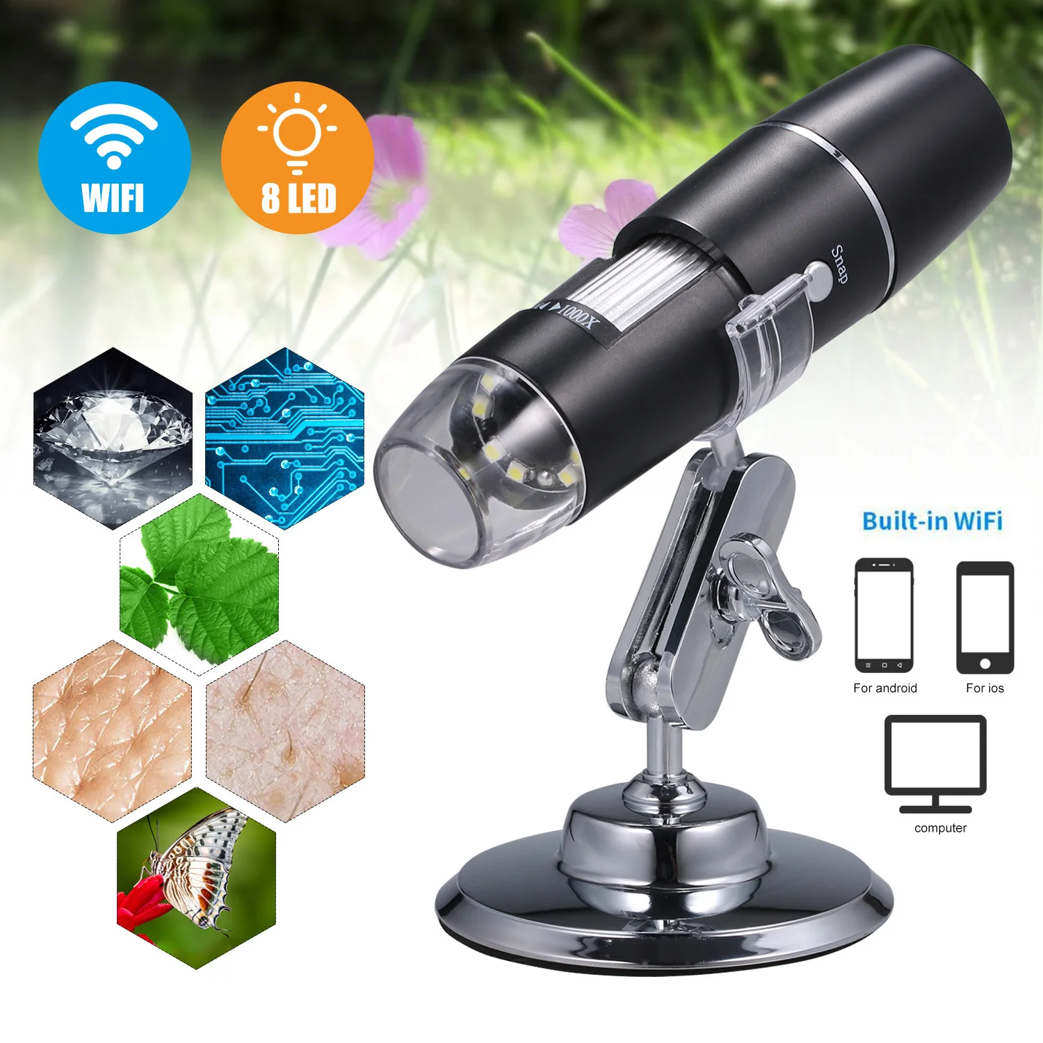 Electron Digital Microscope Portable WiFi Wirelessly 1000x High