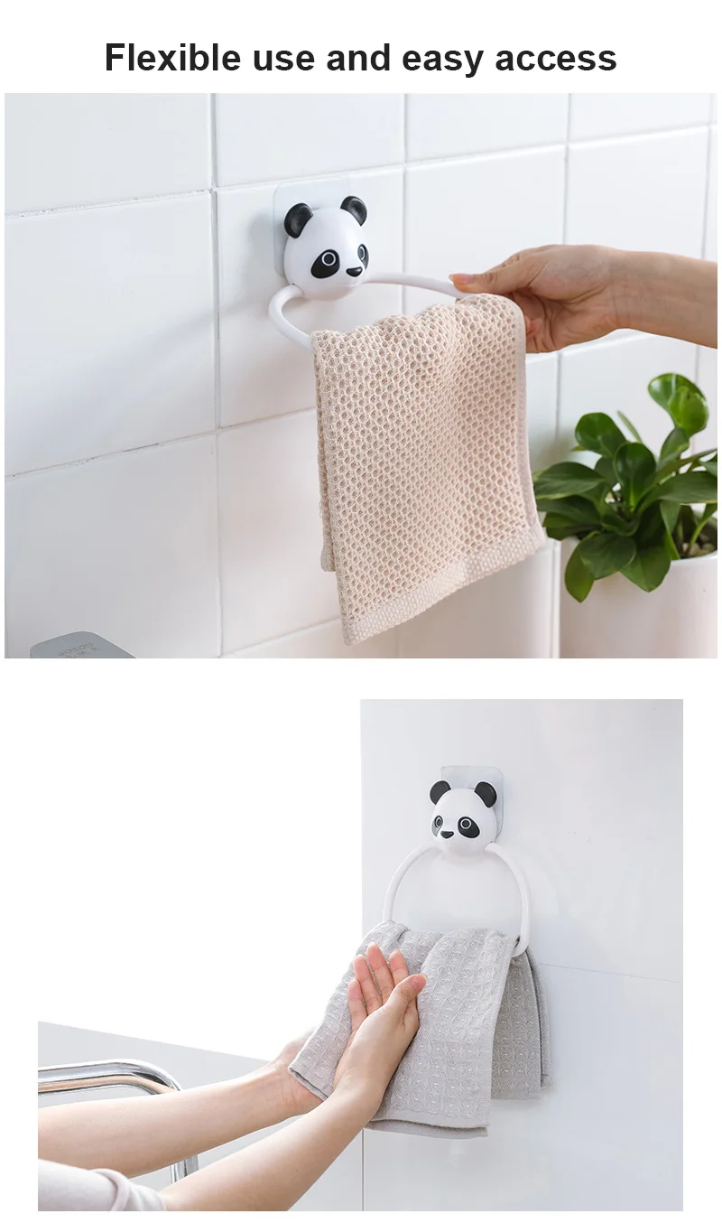 Cute Cartoon Children's Towel Rack Kitchen Towel Rack Bathroom No Punch No Trace Ring Hanging