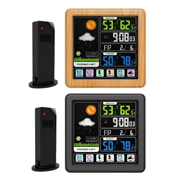 

Wireless Weather Clock Full Touch Screen Color Screen Indoor Outdoor Temperature Humidity Meter Weather Forecast Clock