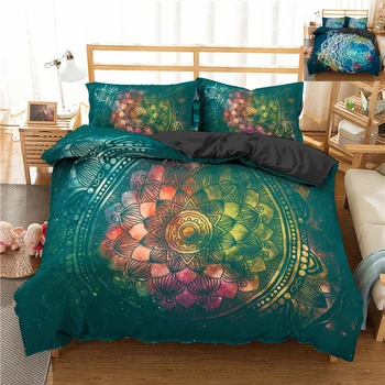 

Bohemian Mandala 3D Printed Bedding Sets Boho Floral Single Twin Queen Size Lightweight Microfiber Duvet Cover For Bedroom