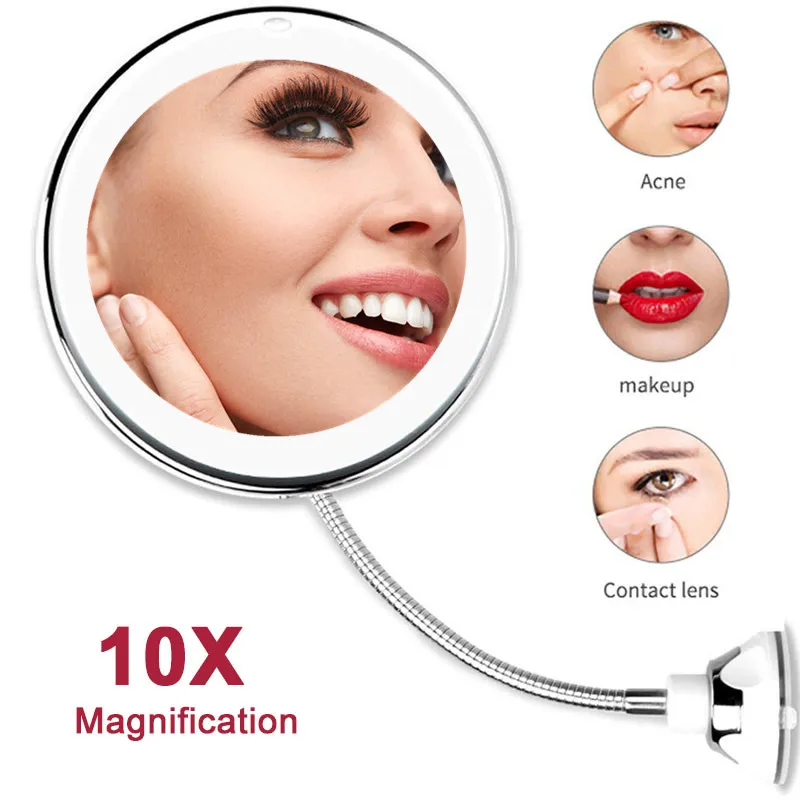 

10X Magnifying Folding Makeup Mirror with LED Light bathroom Mirror 360 Degree Rotation My Flexible Mirror Makeup Tools
