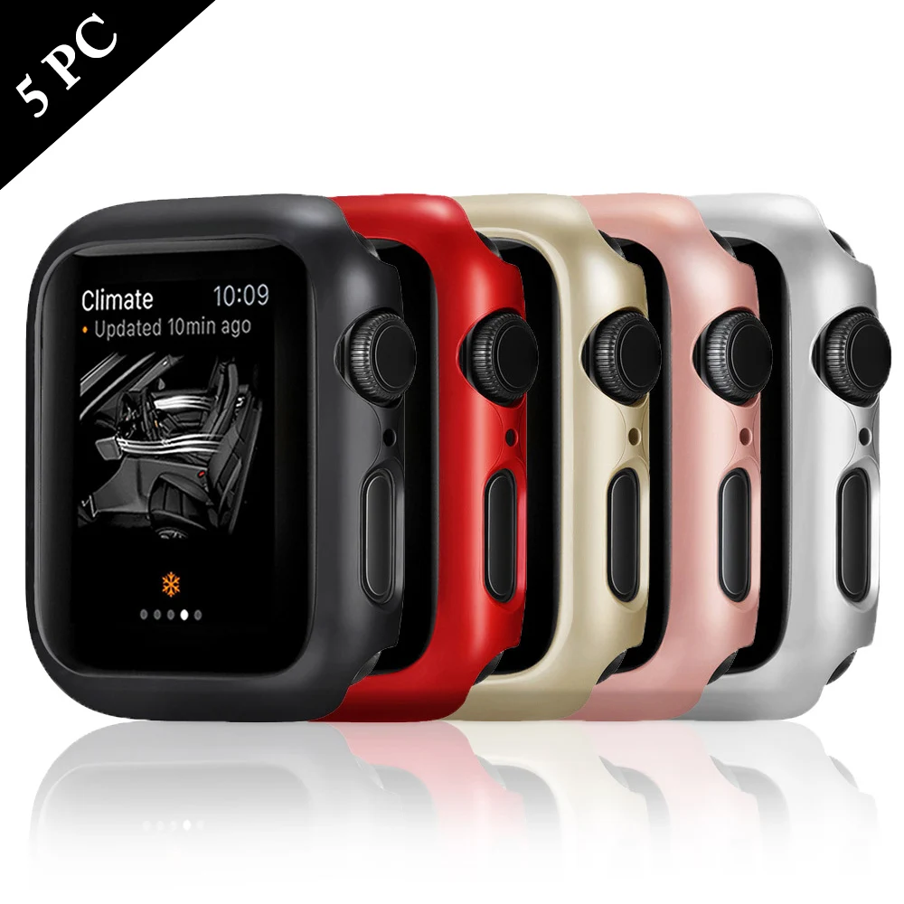 PC 5 шт. чехол-бампер для часов Apple Watch 5 4 чехол 44 мм 40 мм Высококачественная Промасленная оболочка защитные аксессуары для часов - Цвет: PC